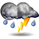 Weather forecast for today: thunderstorms